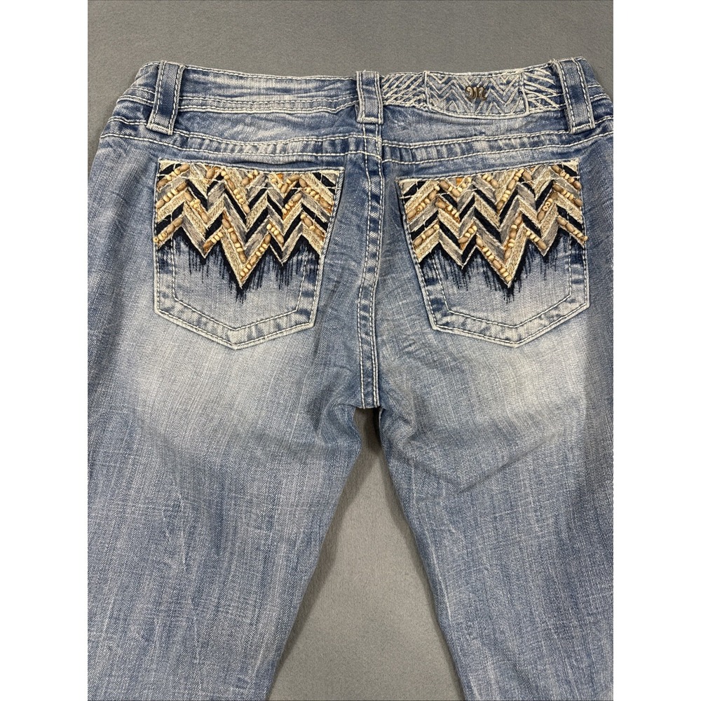 Miss Me Women 29 Jean EMBELISHED Skinny Western Tribal THICK STITCH WHISKERING